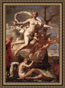 Presenting Framed Paintings - Venus Presenting Arms to Aeneas [detail 1] by Nicolas Poussin